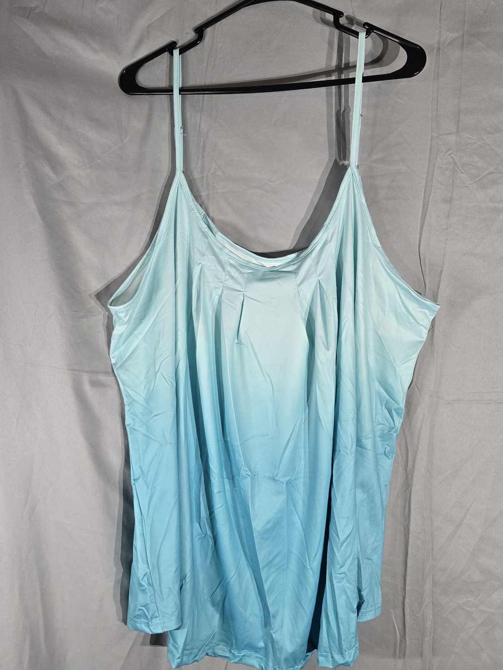 Size 5X Aqua Satin Camisole – Adjustable Spaghetti Straps